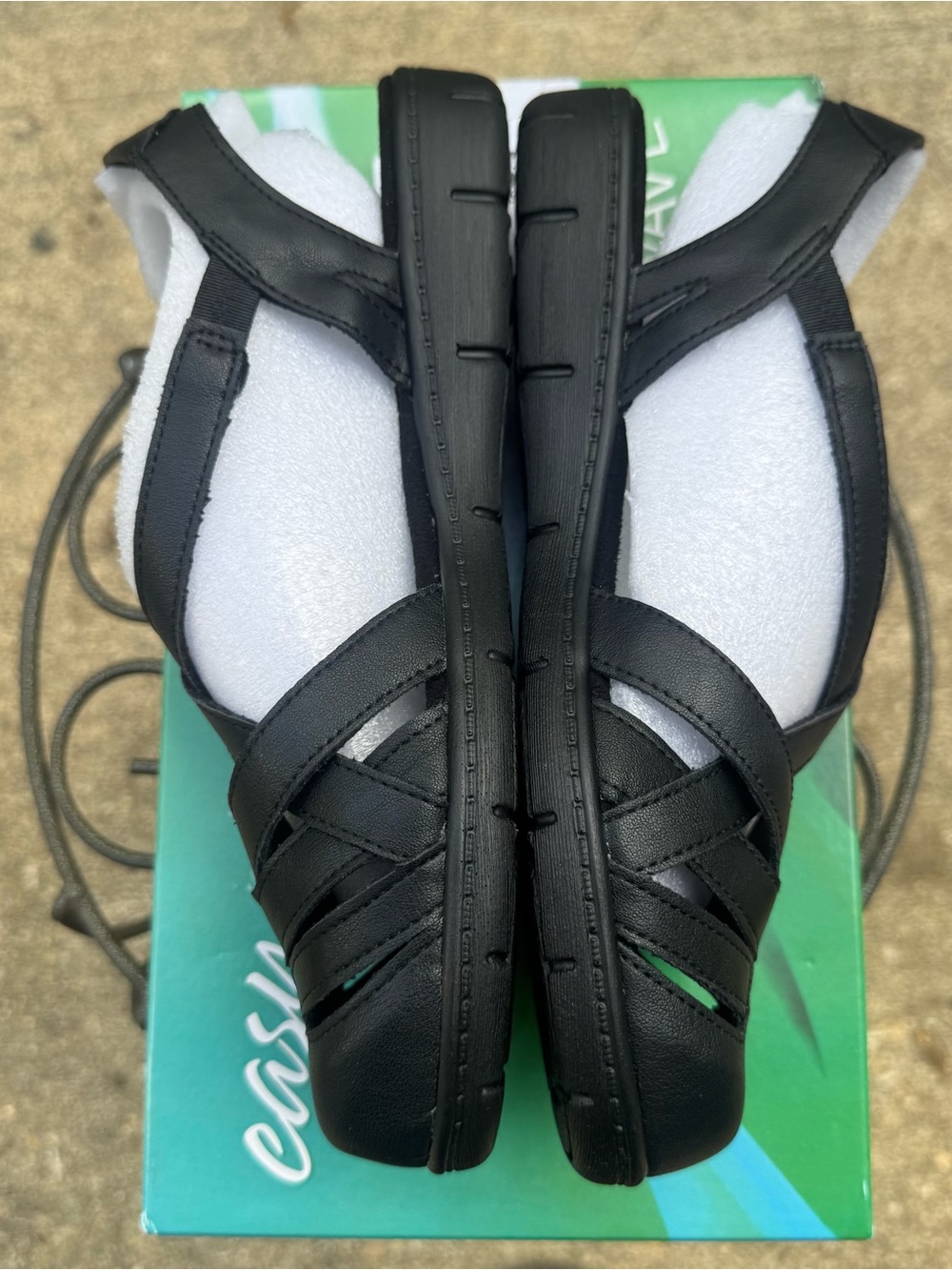 Easy Street Black Strappy Women's Comfort Sandals - Picture 5 of 10